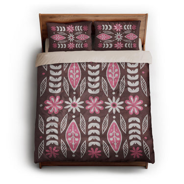 Topanga Burgandy & Pink queen - microfiber - Natural Backing