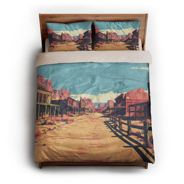 Southwestern Ghost Town queen - microfiber - Natural Backing