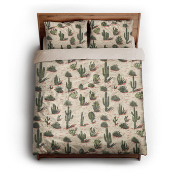 Desert Cacti queen - microfiber - Natural Backing