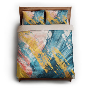 Egon Blue & Yellow queen - microfiber - Natural Backing