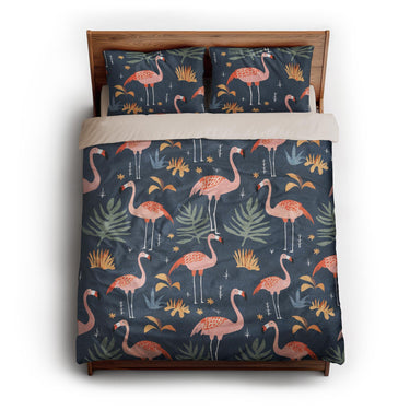 Flamingo Paradise queen - microfiber - Natural Backing