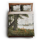 Old Hemlocks by Louis K Harlow queen - microfiber - Natural Backing