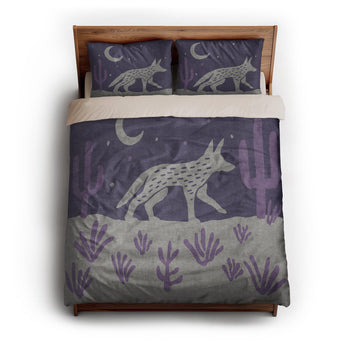 Desert Coyote Eggplant & Dusty Purple queen - microfiber - Natural Backing