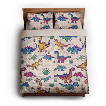 Doodle Dinos queen - microfiber - Natural Backing