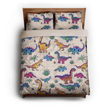 Doodle Dinos queen - microfiber - Natural Backing