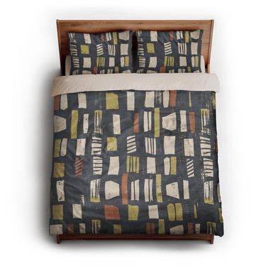 Milo Navy Lime & Terracotta queen - microfiber - Natural Backing