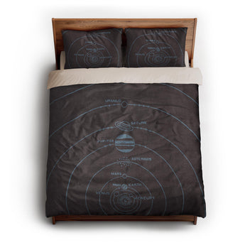 Solar System Burgandy & Powder Blue queen - microfiber - Natural Backing