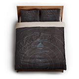 Solar System Burgandy & Powder Blue queen - microfiber - Natural Backing