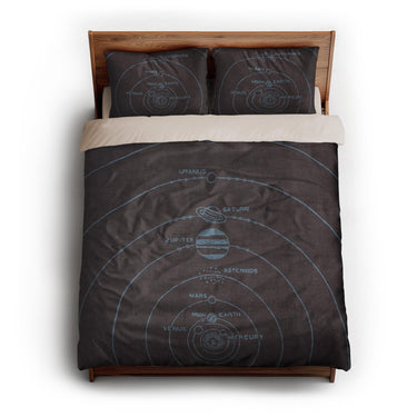 Solar System Burgandy & Powder Blue queen - microfiber - Natural Backing
