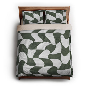 Twyla Checkered Army Green queen - microfiber - Natural Backing