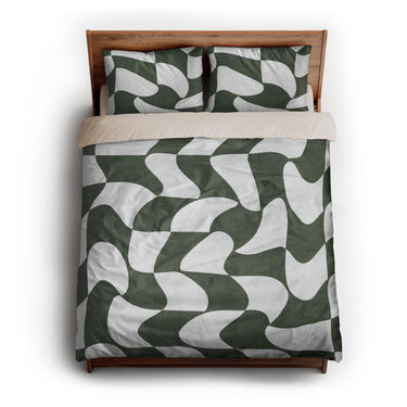 Twyla Checkered Army Green queen - microfiber - Natural Backing