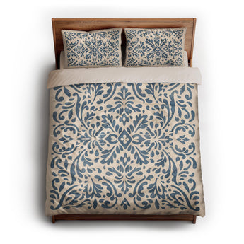 Floranna Ivory & Blue queen - microfiber - Natural Backing