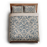 Floranna Ivory & Blue queen - microfiber - Natural Backing