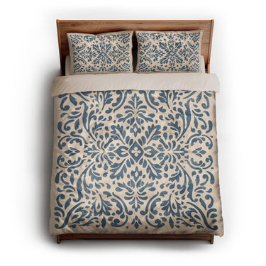 Floranna Ivory & Blue queen - microfiber - Natural Backing