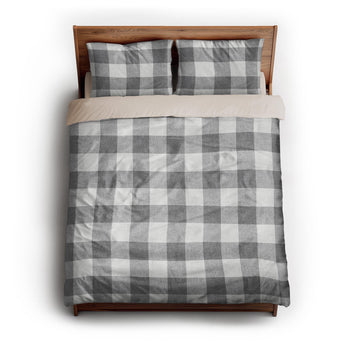 Buffalo Plaid Light Grey queen - microfiber - Natural Backing
