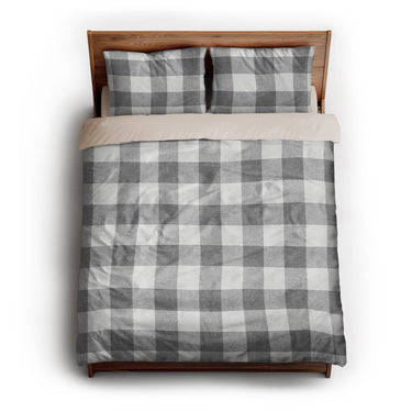 Buffalo Plaid Light Grey queen - microfiber - Natural Backing