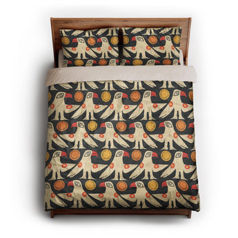 Tribal Birds Black queen - microfiber - Natural Backing