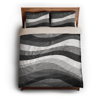Sinuous Grey Monochrome queen - microfiber - Natural Backing