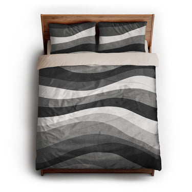 Sinuous Grey Monochrome queen - microfiber - Natural Backing