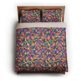 Pixel Mosaic Multicolor Vibrant queen - microfiber - Natural Backing