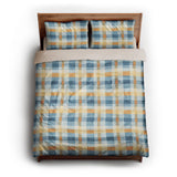 Monroe Plaid Blue & Yellow queen - microfiber - Natural Backing