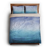 Micah Watercolor Blue & Teal queen - microfiber - Natural Backing
