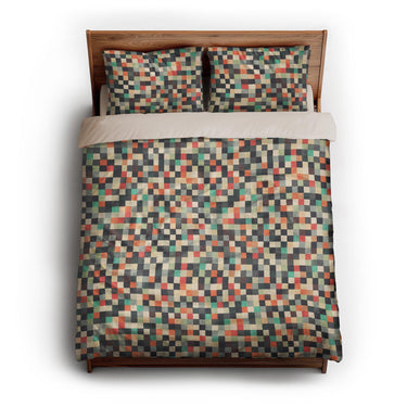 Pixel Mosaic Multicolor Earthtone queen - microfiber - Natural Backing