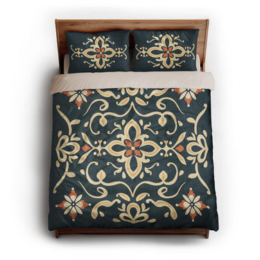 Vanessa Blue & Gold queen - microfiber - Natural Backing