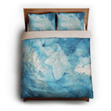 Zephyr Watercolor Azure Blue queen - microfiber - Natural Backing