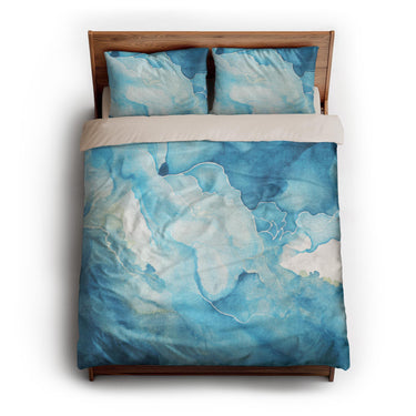 Zephyr Watercolor Azure Blue queen - microfiber - Natural Backing
