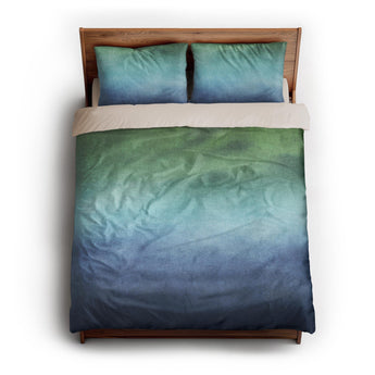 Micah Watercolor Blue & Green queen - microfiber - Natural Backing