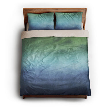 Micah Watercolor Blue & Green queen - microfiber - Natural Backing