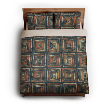 Diego Orange & Navy queen - microfiber - Natural Backing
