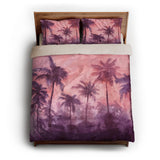 Sunset Palms Pink & Purple queen - microfiber - Natural Backing