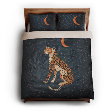 Night Cheetah queen - microfiber - Natural Backing