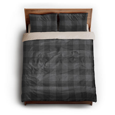 Buffalo Plaid Charcoal Black queen - microfiber - Natural Backing