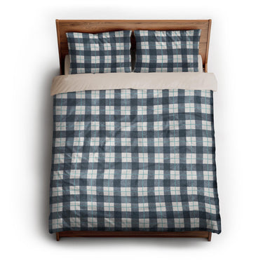 Wallace Plaid Blue & Teal queen - microfiber - Natural Backing