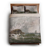Stormy Narragansett Pier by Thomas Bircher queen - microfiber - Natural Backing