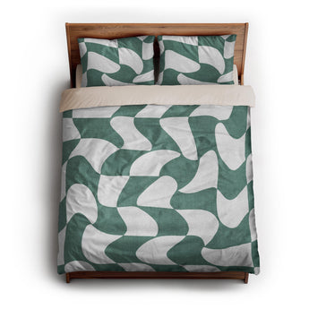 Twyla Checkered Aquamarine queen - microfiber - Natural Backing