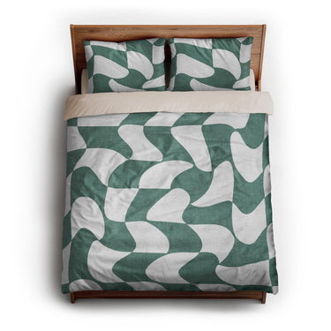Twyla Checkered Aquamarine queen - microfiber - Natural Backing