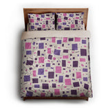 Geometric Confetti Purple & Pink queen - microfiber - Natural Backing