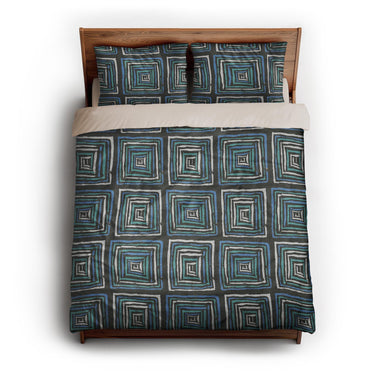 Diego Black & Blue queen - microfiber - Natural Backing
