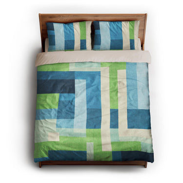 Henry Blue & Green queen - microfiber - Natural Backing