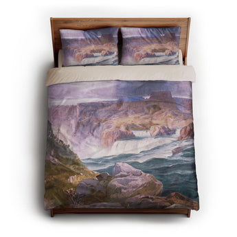 Shoshone Falls of the Great Idaho Snake River by Thomas Moran queen - microfiber - Natural Backing