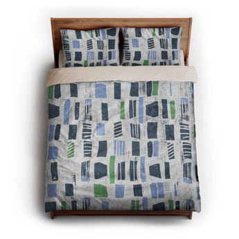 Milo Blue & Green queen - microfiber - Natural Backing