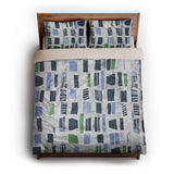 Milo Blue & Green queen - microfiber - Natural Backing