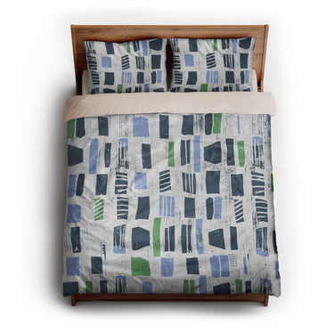 Milo Blue & Green queen - microfiber - Natural Backing