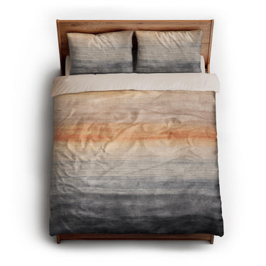 Ruidoso Navy & Burnt Orange queen - microfiber - Natural Backing