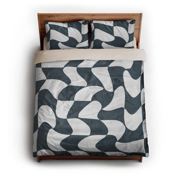 Twyla Checkered Navy queen - microfiber - Natural Backing