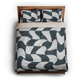 Twyla Checkered Navy queen - microfiber - Natural Backing